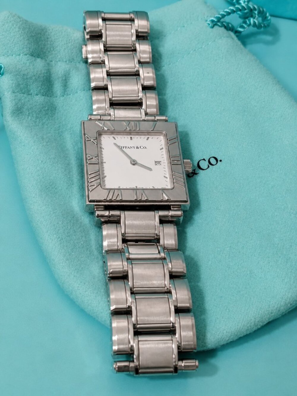 Tiffany & Co. Iconic Atlas Stainless Steel Swiss Made Square Watch - Picture 9 of 16